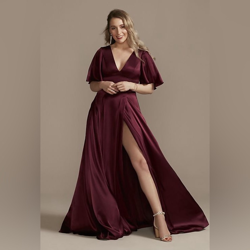 Charmeause flutter sleeve a line bridesmaid dress